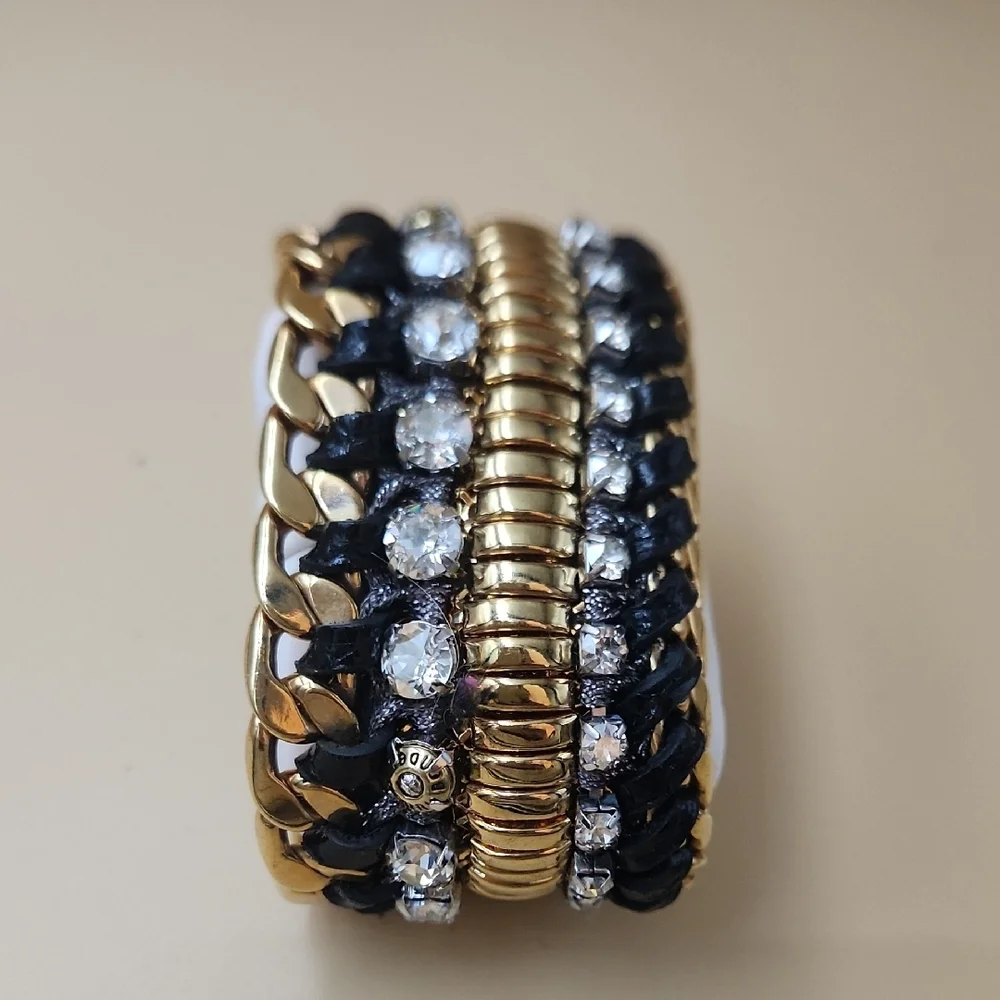 Henri Bendel- Chic Black and Gold Bracelet with Crystal Details - Picture 5 of 5